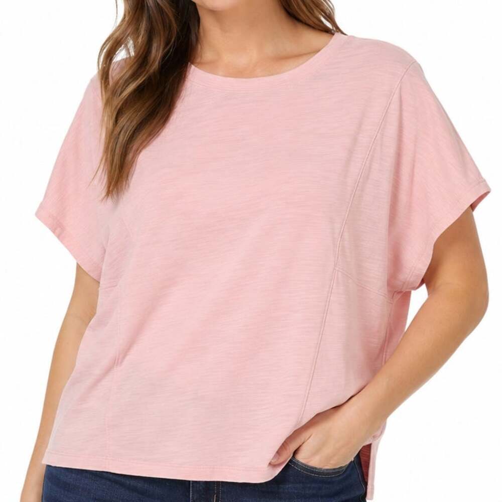 Womens Approx M Pink Movement Split Back Short Sleeve Workout Top